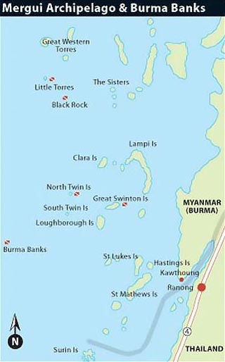 Burma (Myanmar) Dive Sites Map